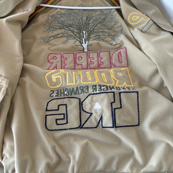 LRG Men’s Roots + Equipment Deeper Roots Tan Embroidered Track Jacket Sz L - Picture 7 of 8